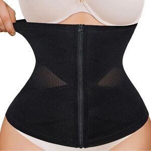 RF Breathable Zip Up Waist Trainer Compression Wrap Cincher and Shapewear